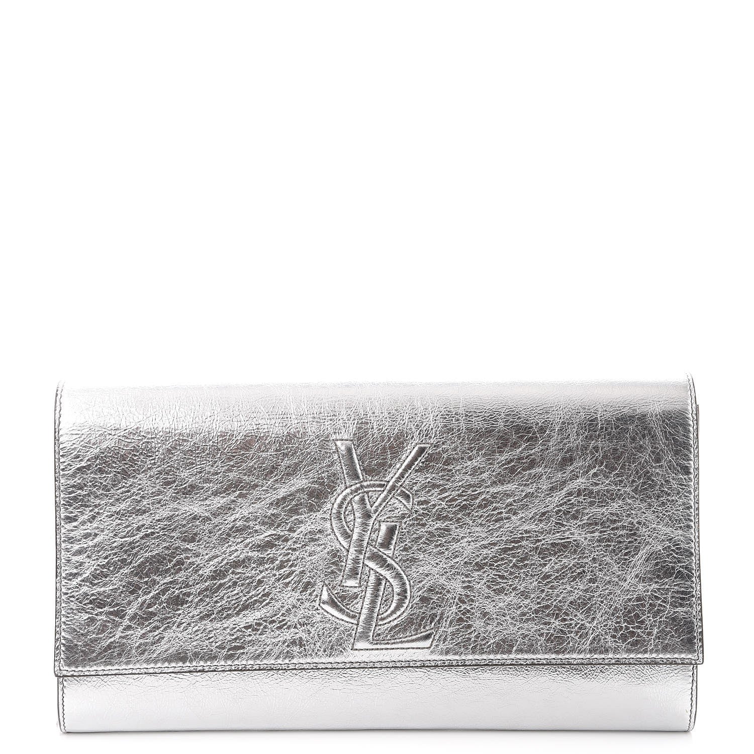 Saint Laurent Metallic Pony Hair Calfskin Embossed Large Belle De Jour Clutch Bronze 1 of 7