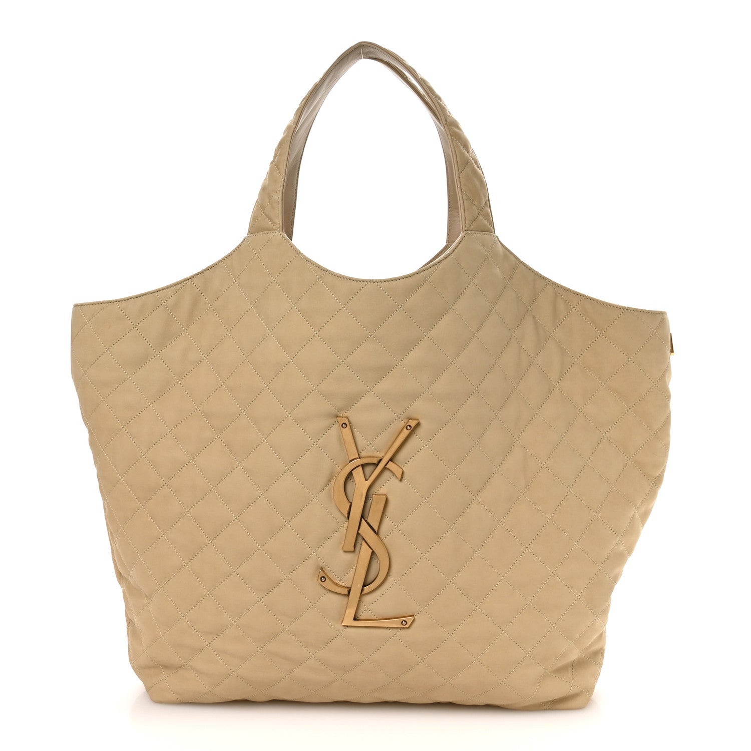 Saint Laurent Nubuck Suede Quilted Maxi Icare Shopping Tote Beige 1 of 10