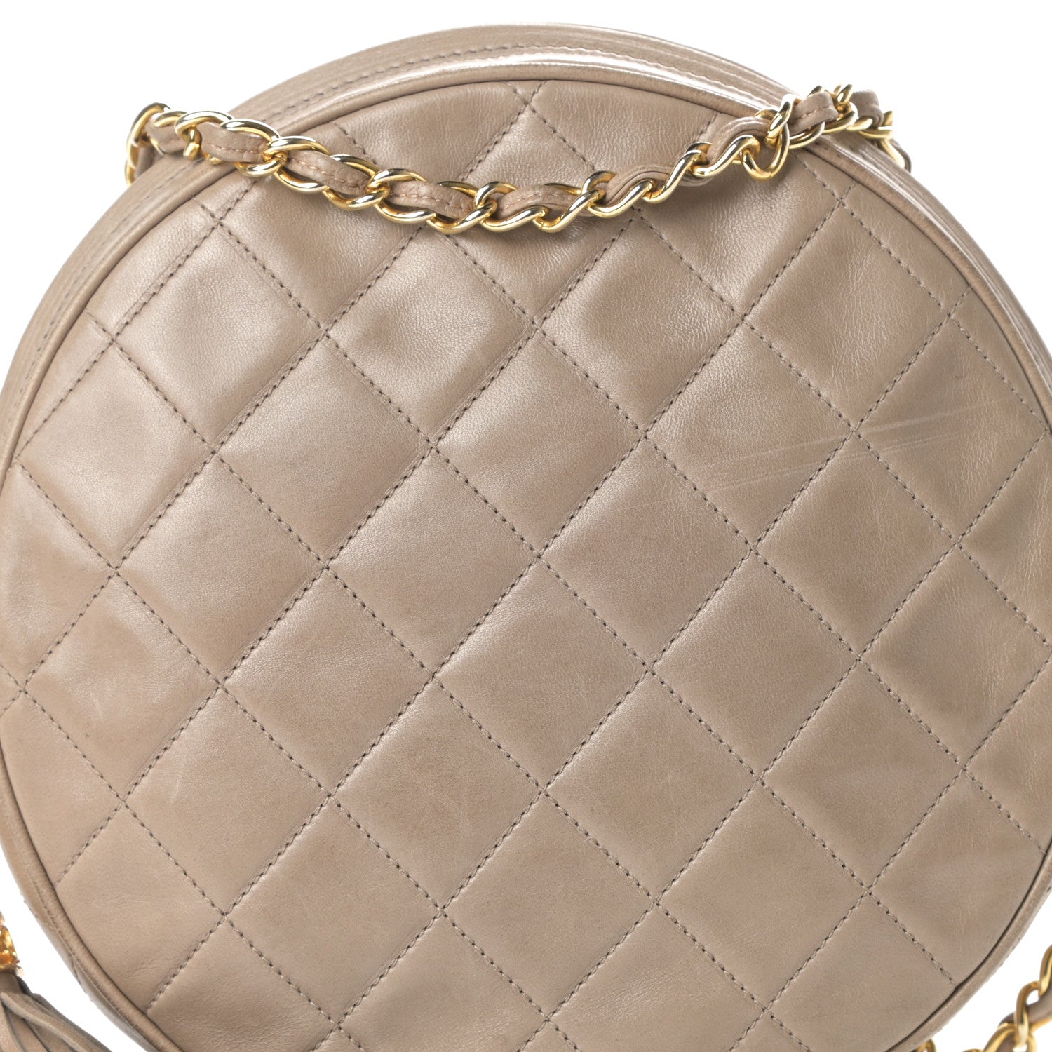 Chanel Lambskin Quilted Round Tassel Crossbody Bag Beige 10 of 15
