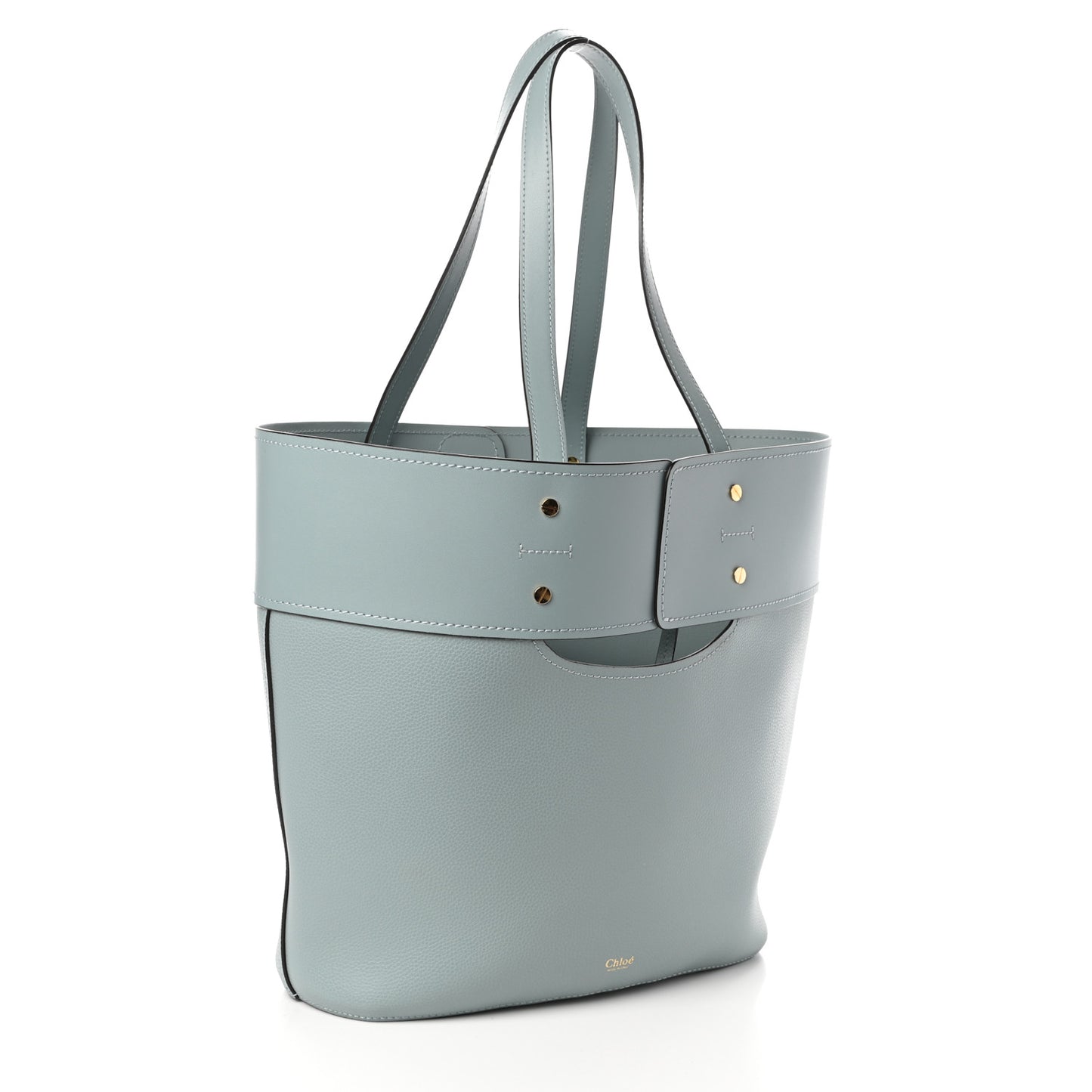 Smooth Grained Calfskin Medium Aby Tote Faded Blue