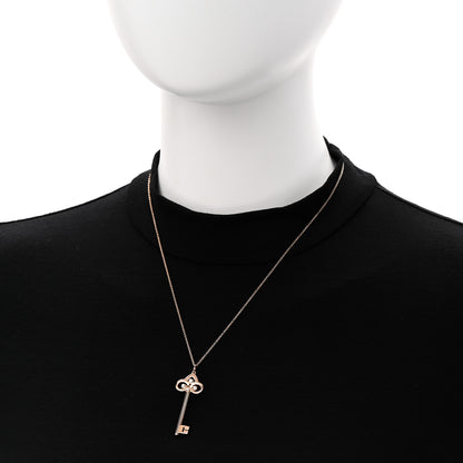 Tiffany 18K Rose Gold Diamond Fleur De Lis Key Pendant Necklace 2 of 7