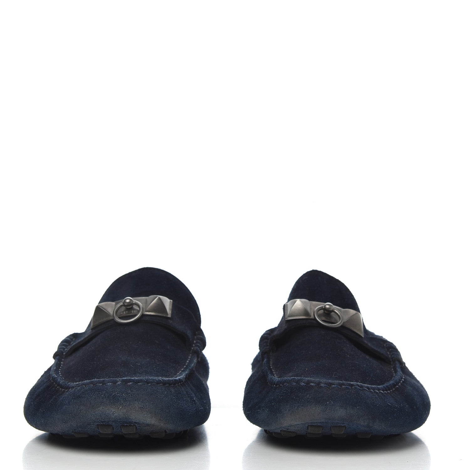 Hermes Suede Mens Irving Moccasin Loafers 43 Dark Blue 2 of 9
