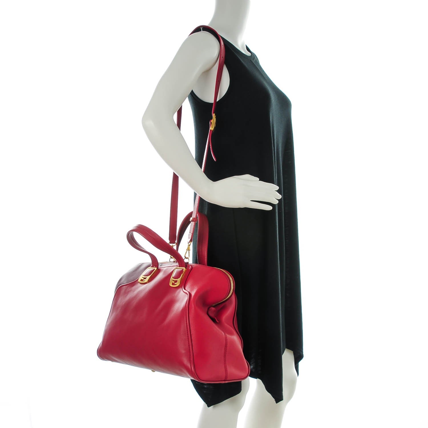 Fendi Vitello Capra Alabama Colorblock Large Chameleon Tote Ciliegia Bordeaux Ruby 2 of 9