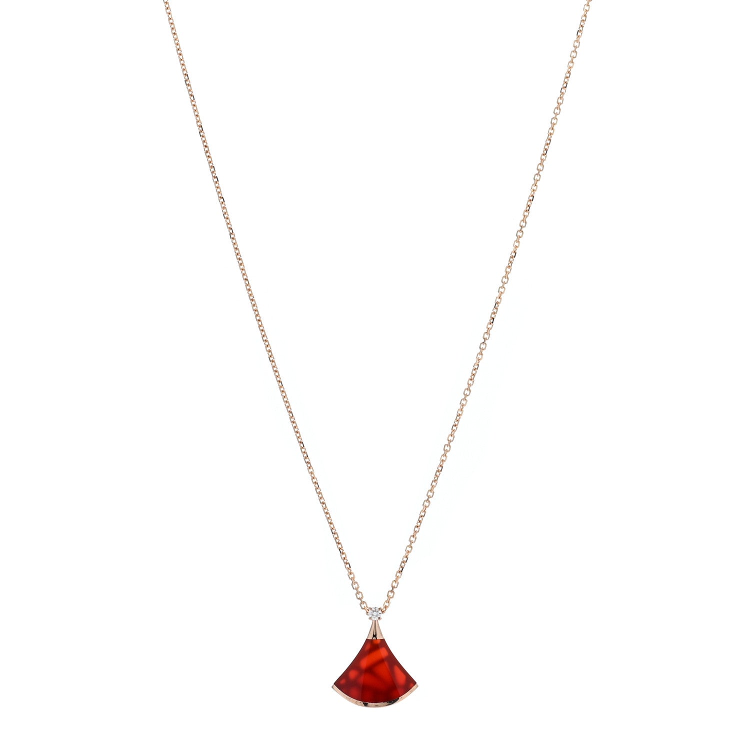 Bulgari 18K Rose Gold Diamond Carnelian Divas' Dream Pendant Necklace 1 of 5