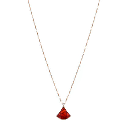Bulgari 18K Rose Gold Diamond Carnelian Divas' Dream Pendant Necklace 1 of 5