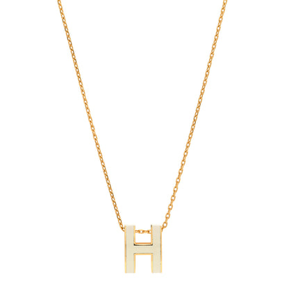 Hermes Lacquered Gold Pop H Pendant Necklace White 1 of 6