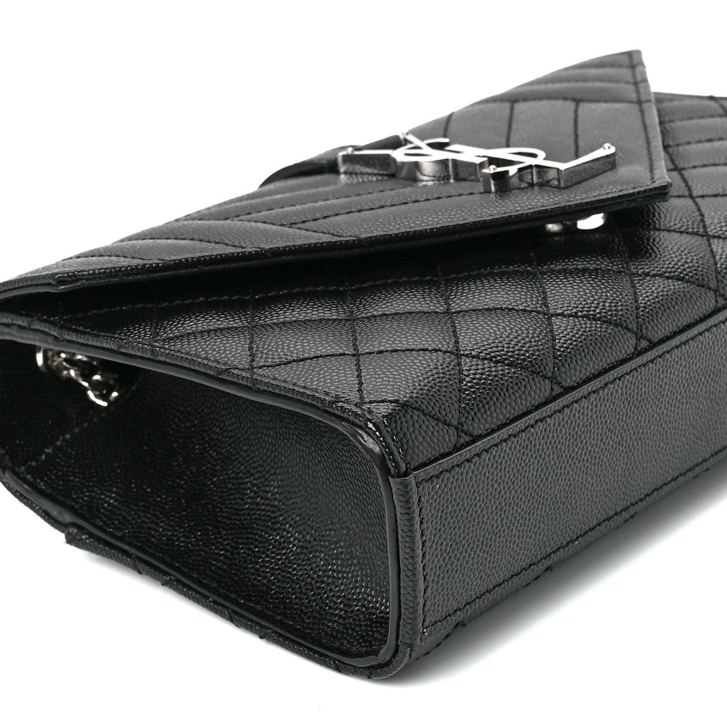 Saint Laurent Grain De Poudre Textured Mixed Matelasse Triquilt Small Monogram Satchel Black 10 of 12