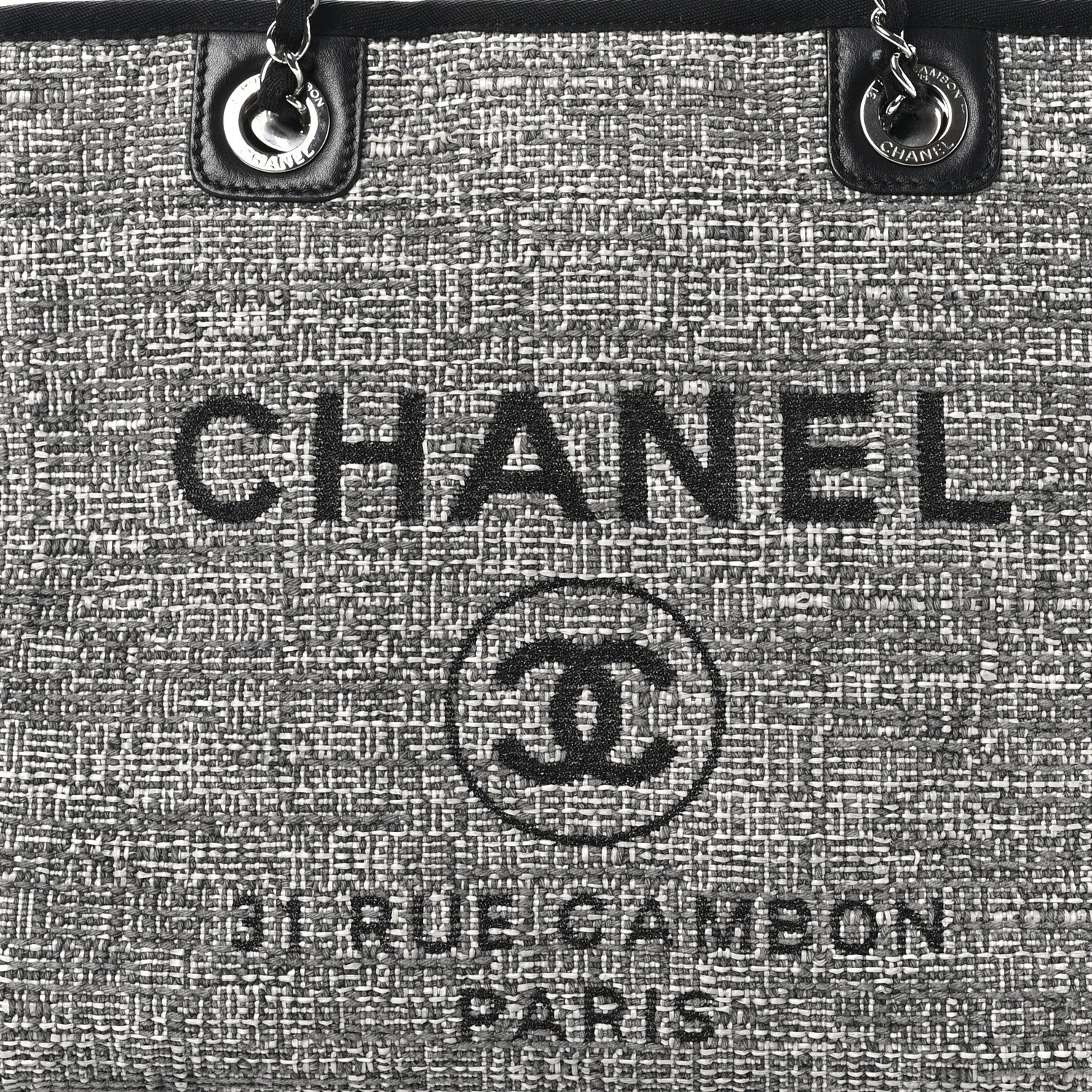 Chanel Woven Straw Raffia Small Deauville Tote Grey 8 of 10