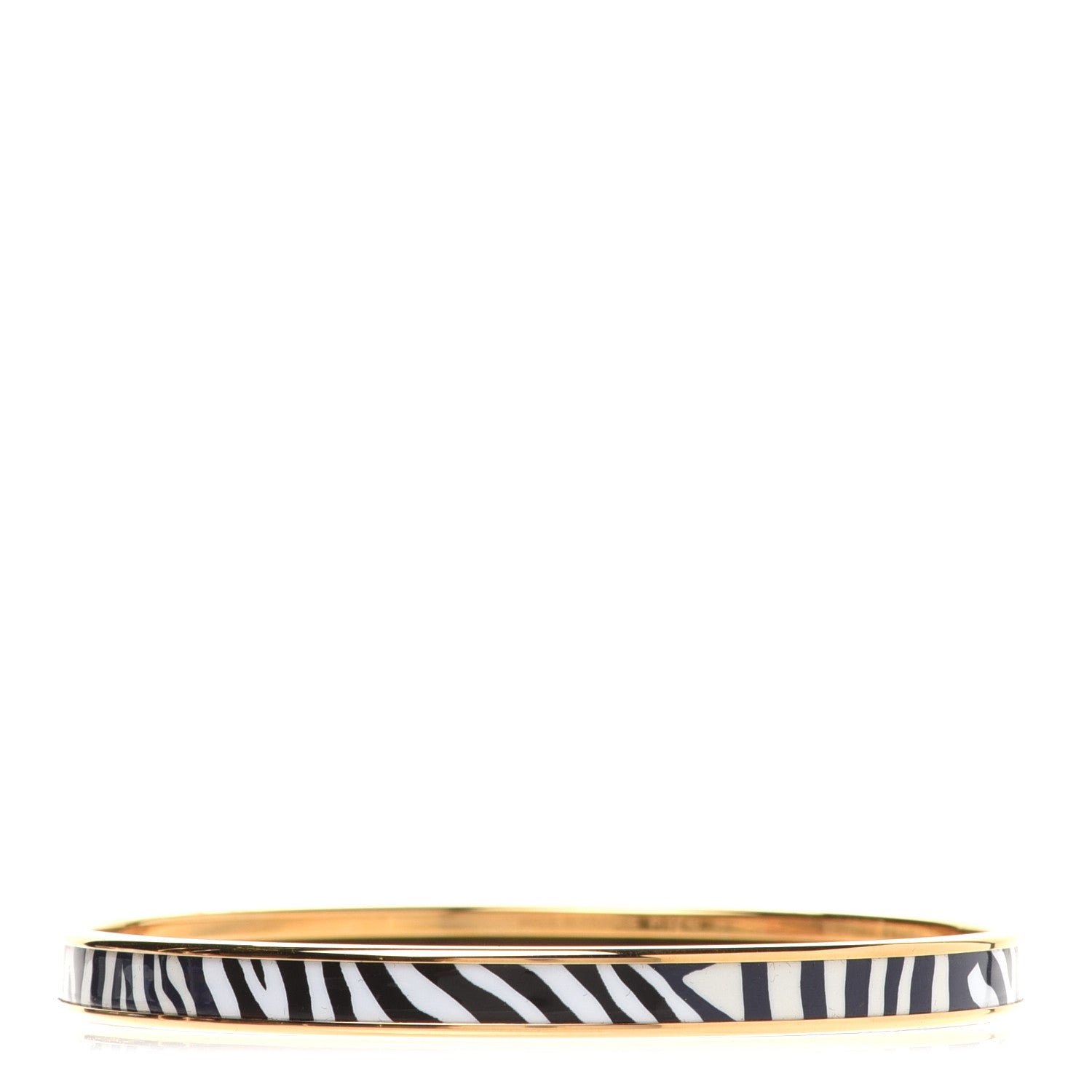 Hermes Enamel Printed Extra Narrow Zebres De Tanzanie Bracelet 62 Beige Blue 1 of 6