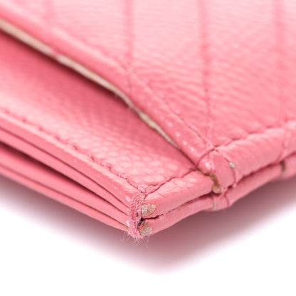 Chanel Caviar Chevron Quilted Card Holder Pink 11 of 11