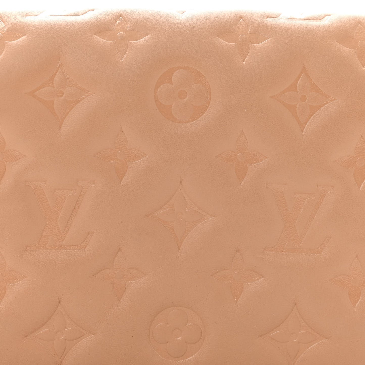 Lambskin Embossed Monogram Pochette Coussin Camel