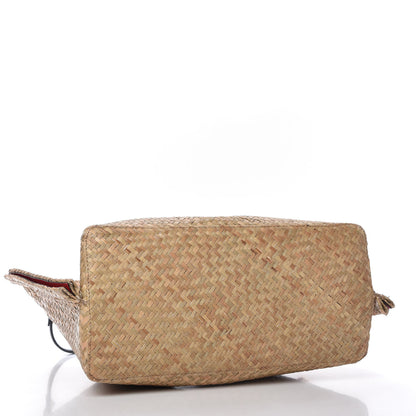Valentino Garavani Raffia Medium Vlogo Escape Shopper Natural Black Rouge 4 of 12