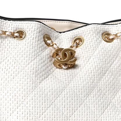 Chanel Braided Raffia Calfskin Mini Chanel 25 Handbag White Black 8 of 10