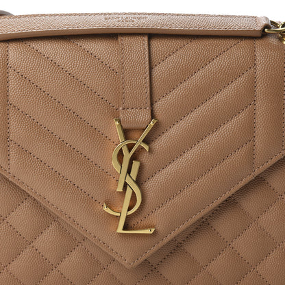 Saint Laurent Grain De Poudre Textured Mixed Matelasse Triquilt Medium Monogram Satchel Dune 9 of 9