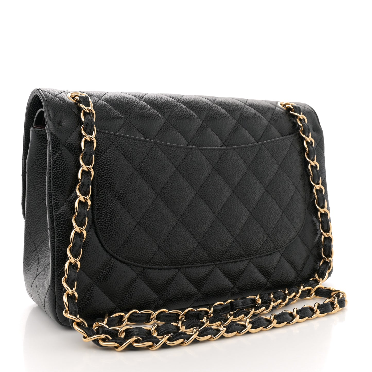 Caviar Quilted Jumbo Double Flap Black