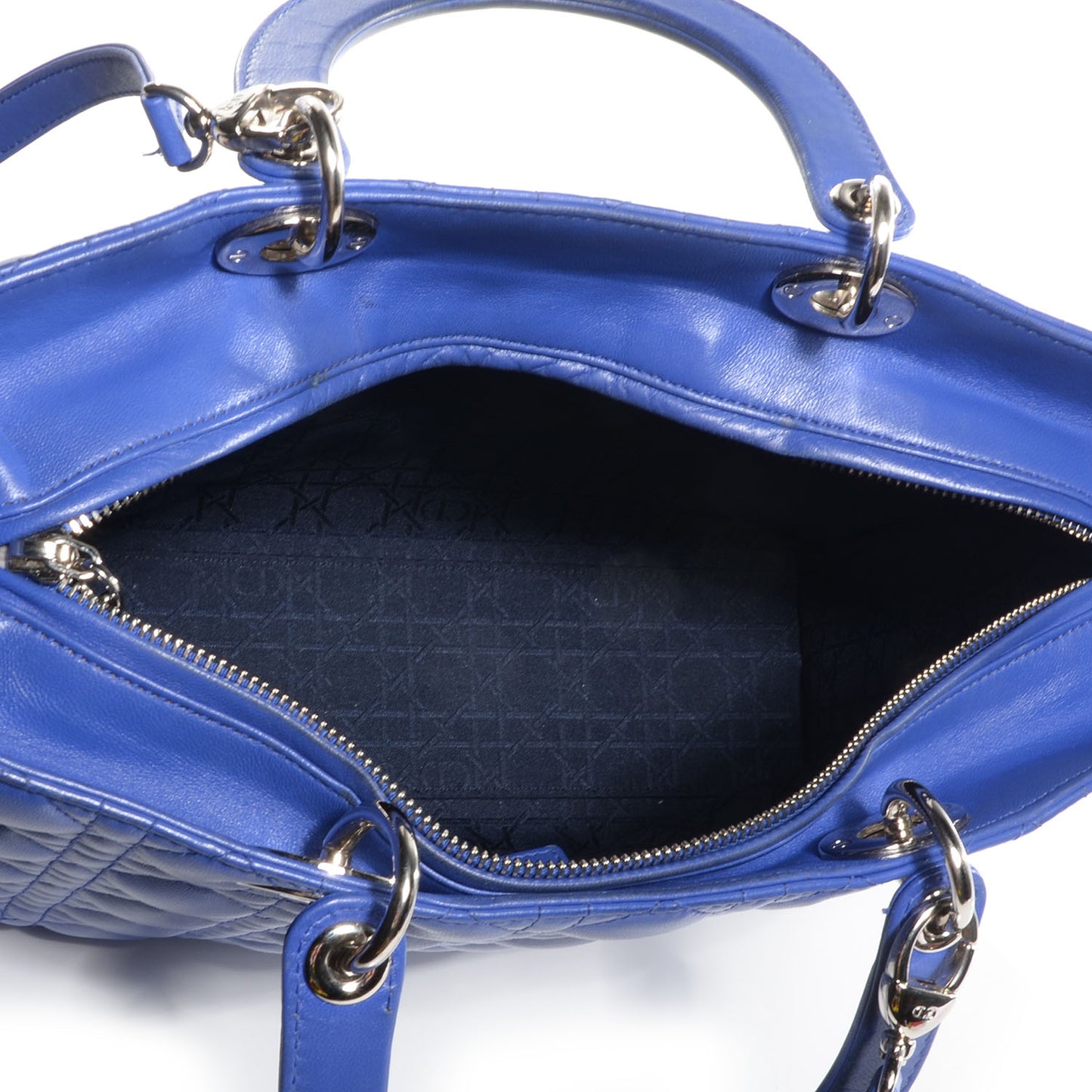 Lambskin Cannage Large Lady Dior Blue Persan