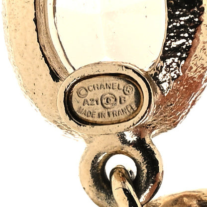 Chanel Crystal Pearl CC Drop Earrings Pink Gold 5 of 5