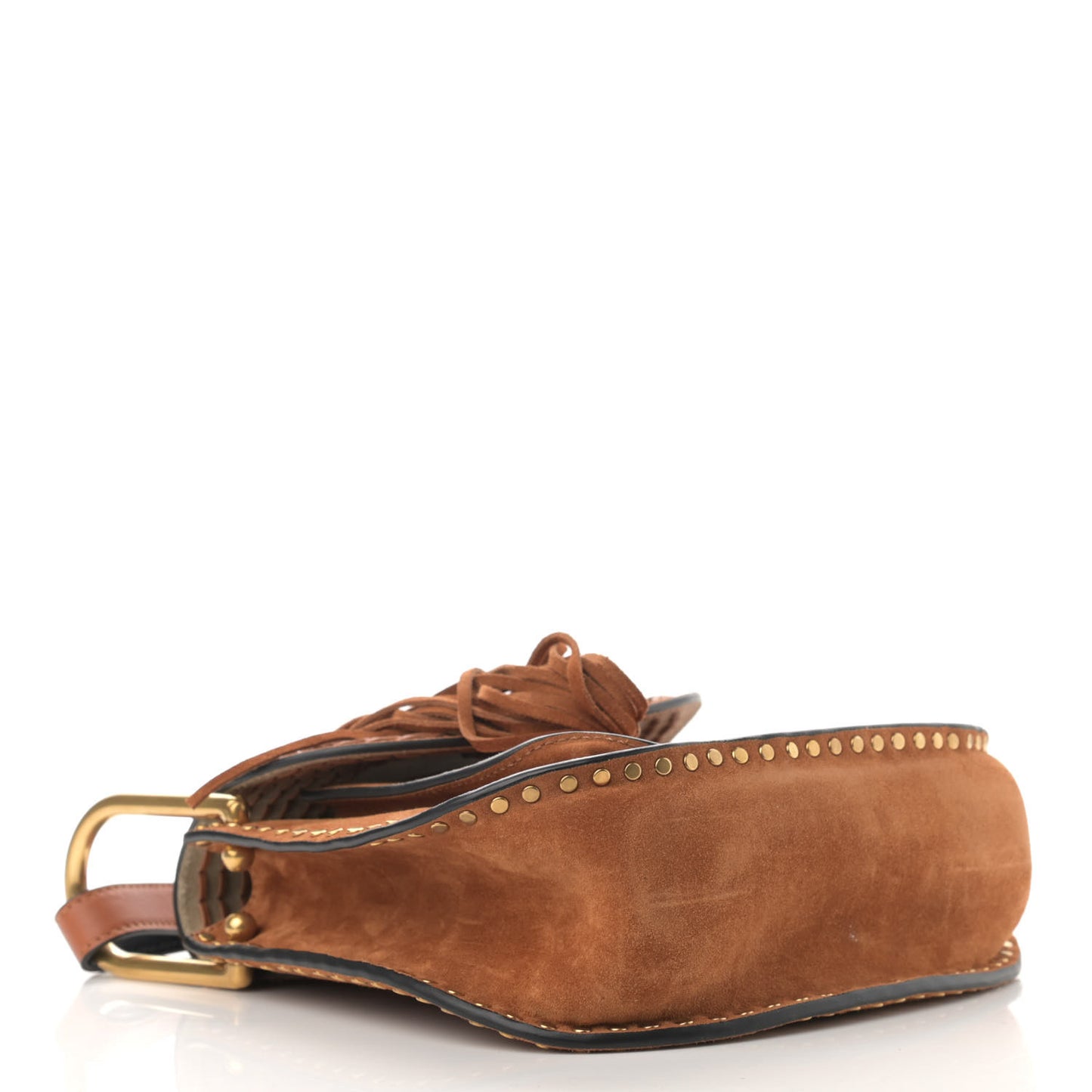 Suede Calfskin Braided Mini Hudson Shoulder Bag Caramel