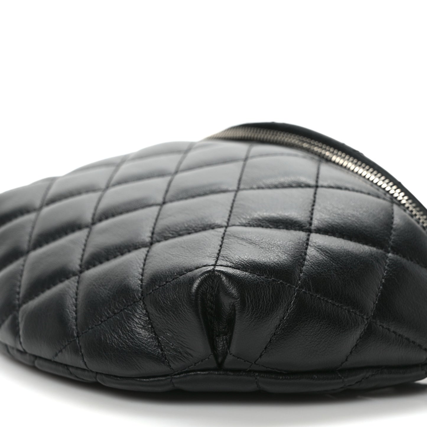 Lambskin Quilted Waist Belt Bag Black