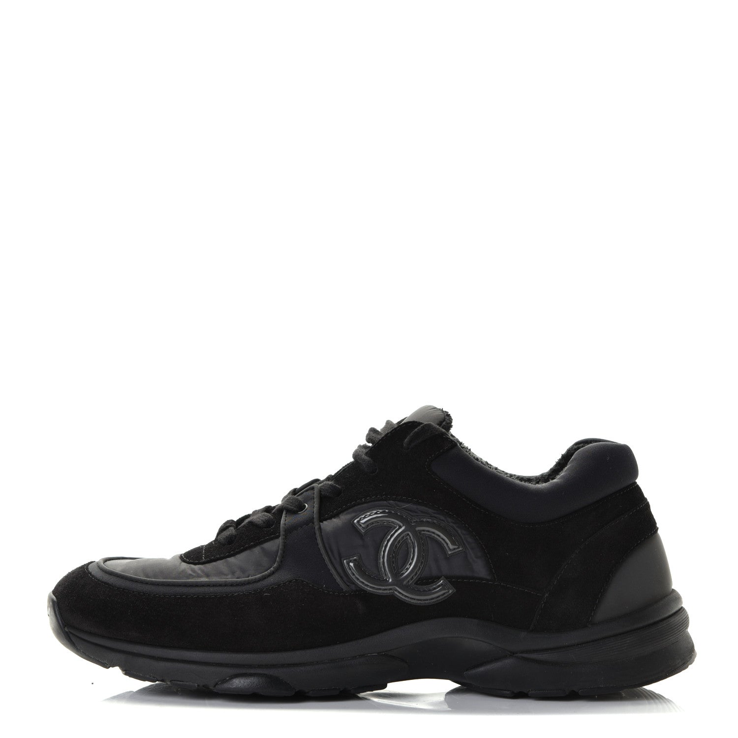 Chanel Kid Suede Calfskin Mens Sneakers 46 Black 1 of 7
