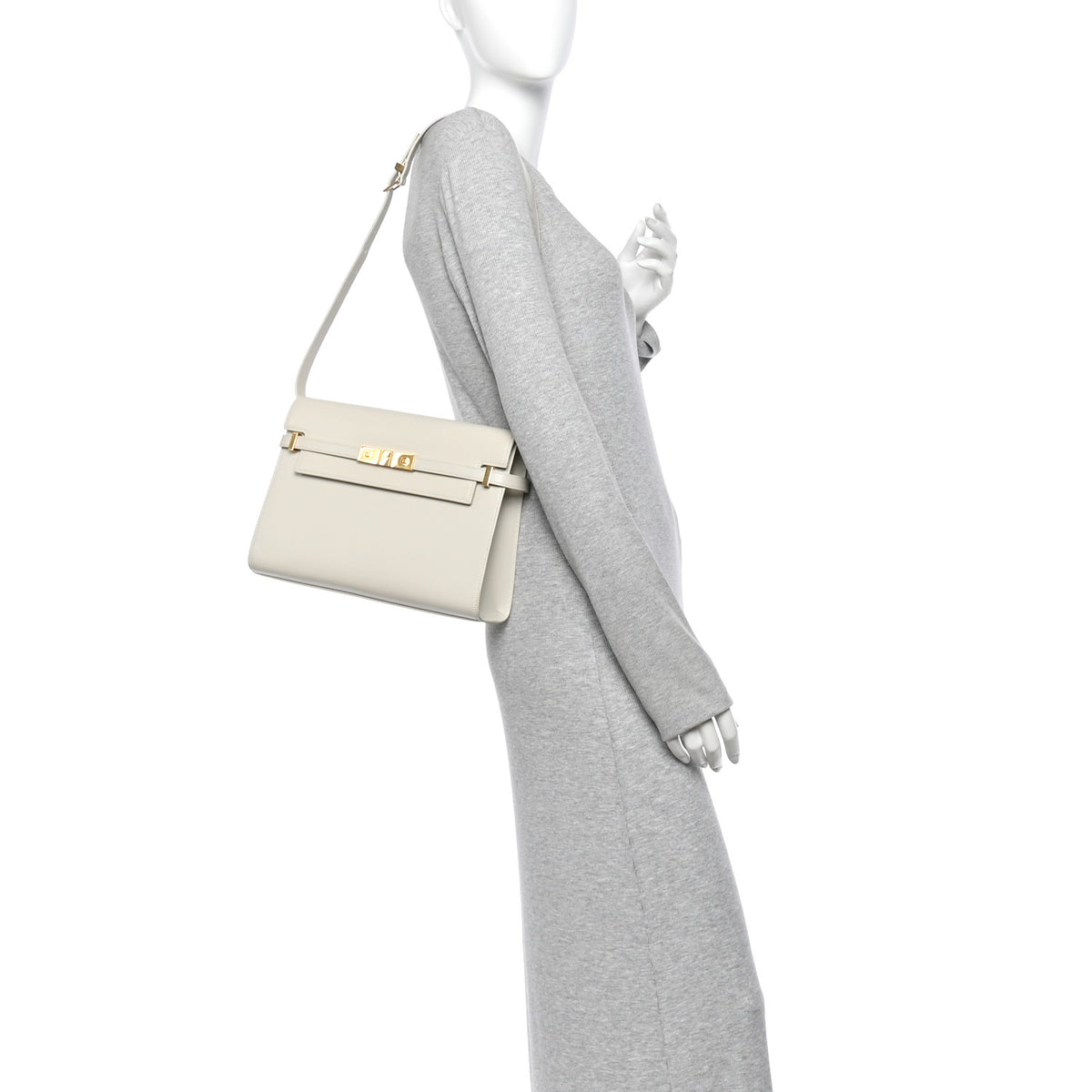 Saint Laurent Smooth Calfskin Manhattan Shoulder Bag Crema Soft 2 of 10