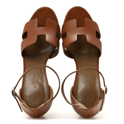 Hermes Calfskin Legend Wedge Sandals 35 Gold 2 of 10