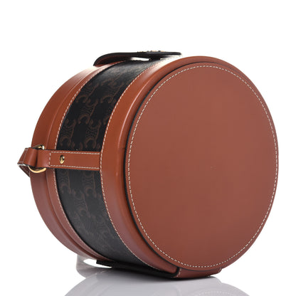 Celine Calfskin Triomphe Canvas Medium Tambour Bag Tan 3 of 11