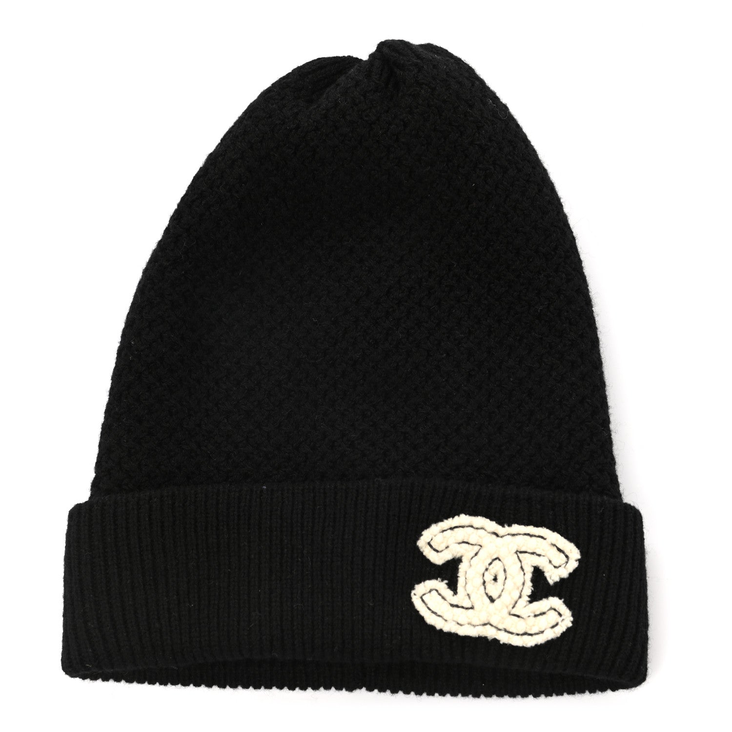 Chanel Cashmere CC Logo Beanie Hat Black 1 of 5