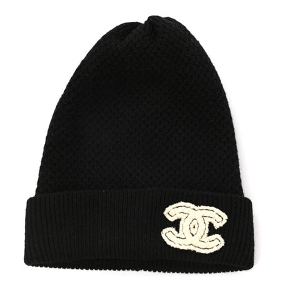 Chanel Cashmere CC Logo Beanie Hat Black 1 of 5