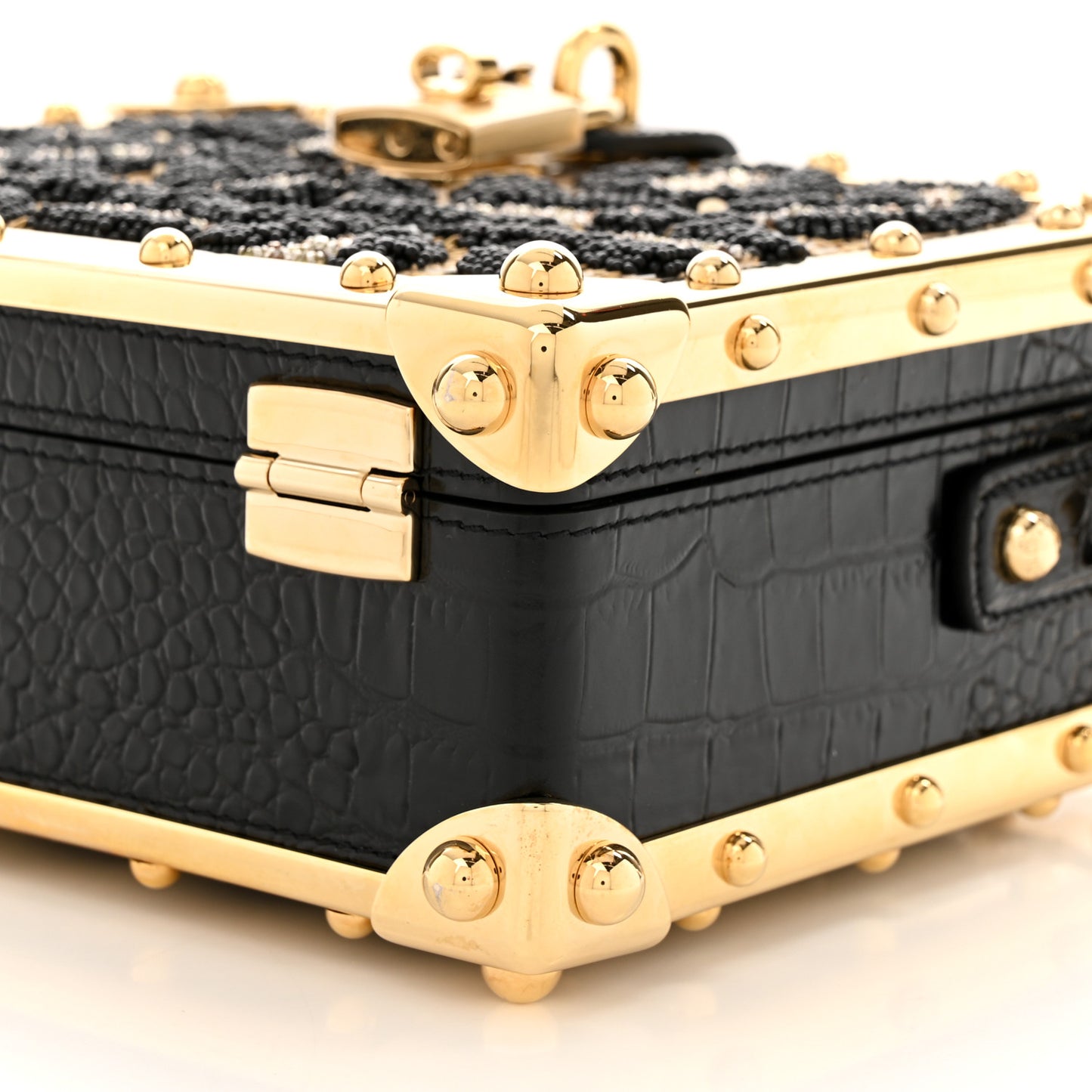 Satin Sequin Leopard Embellished Box Bag Natural Beige