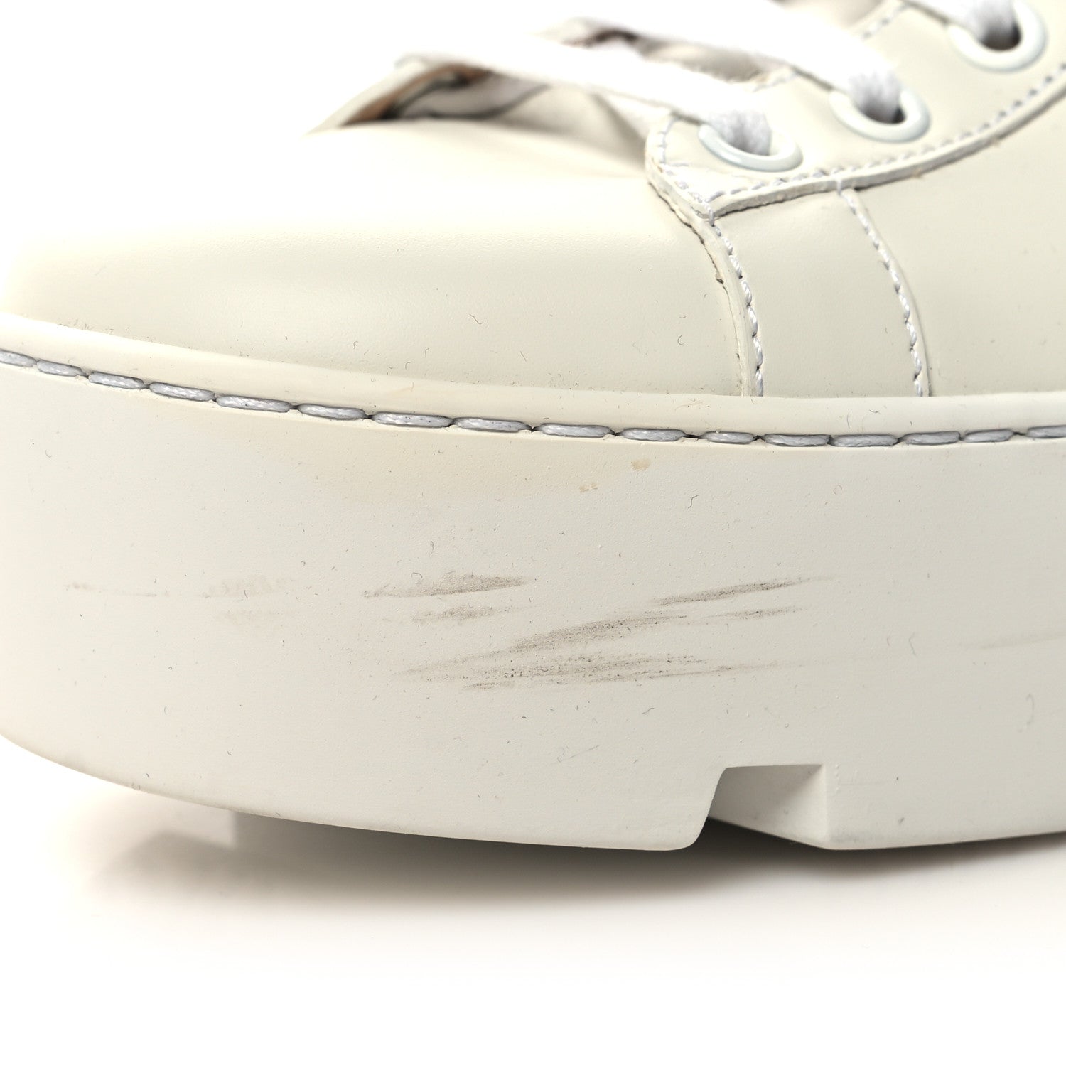 Gucci Calfskin Web Bee Embroidered Womens Ace Platform Sneakers 38 White 9 of 10