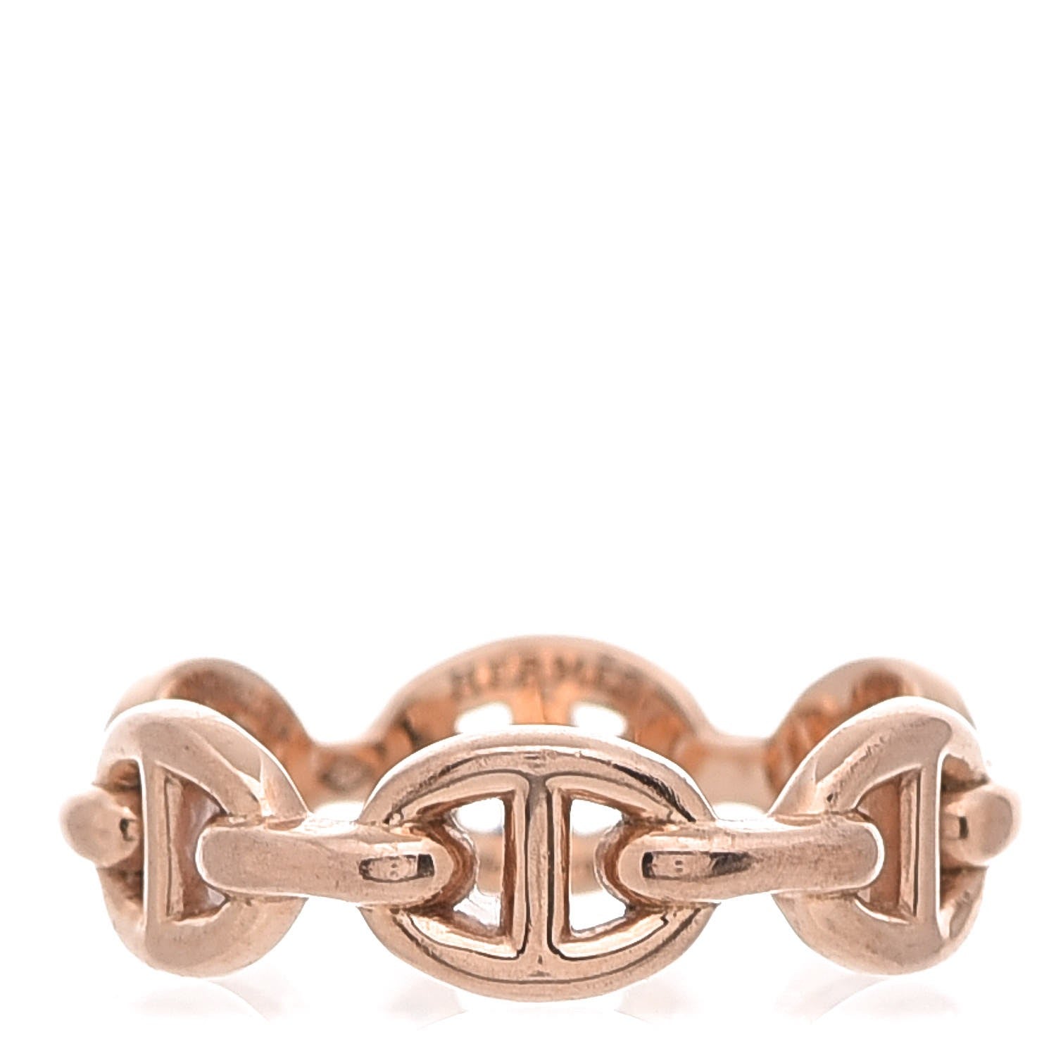 Hermes 18K Rose Gold PM Chaine D'Ancre Enchainee Ring 50 5.25 1 of 4