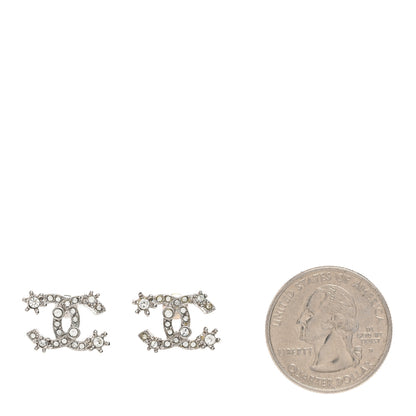 Chanel Crystal CC Star Earrings Silver 2 of 5