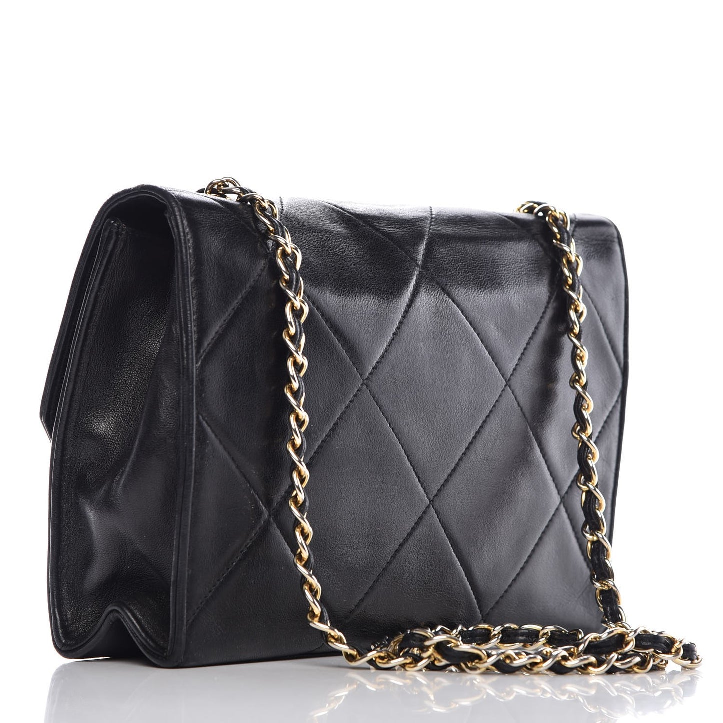 Lambskin Quilted Small Single Flap Black