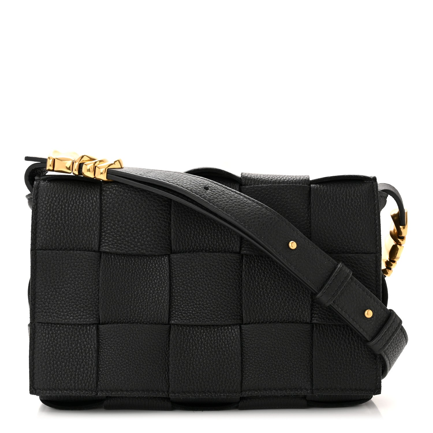 Bottega Veneta Grained Calfskin Maxi Intrecciato Cassette Crossbody Bag Black 1 of 12