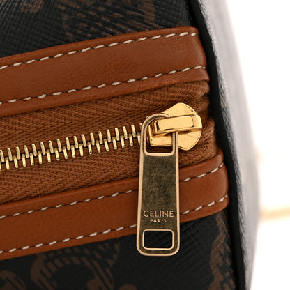 Celine Triomphe Canvas Lambskin Clutch On Chain Tan 12 of 13