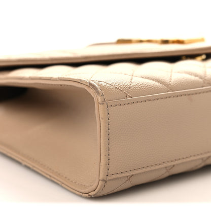 Saint Laurent Grain De Poudre Textured Mixed Matelasse Triquilt Small Monogram Satchel Dark Beige 9 of 12