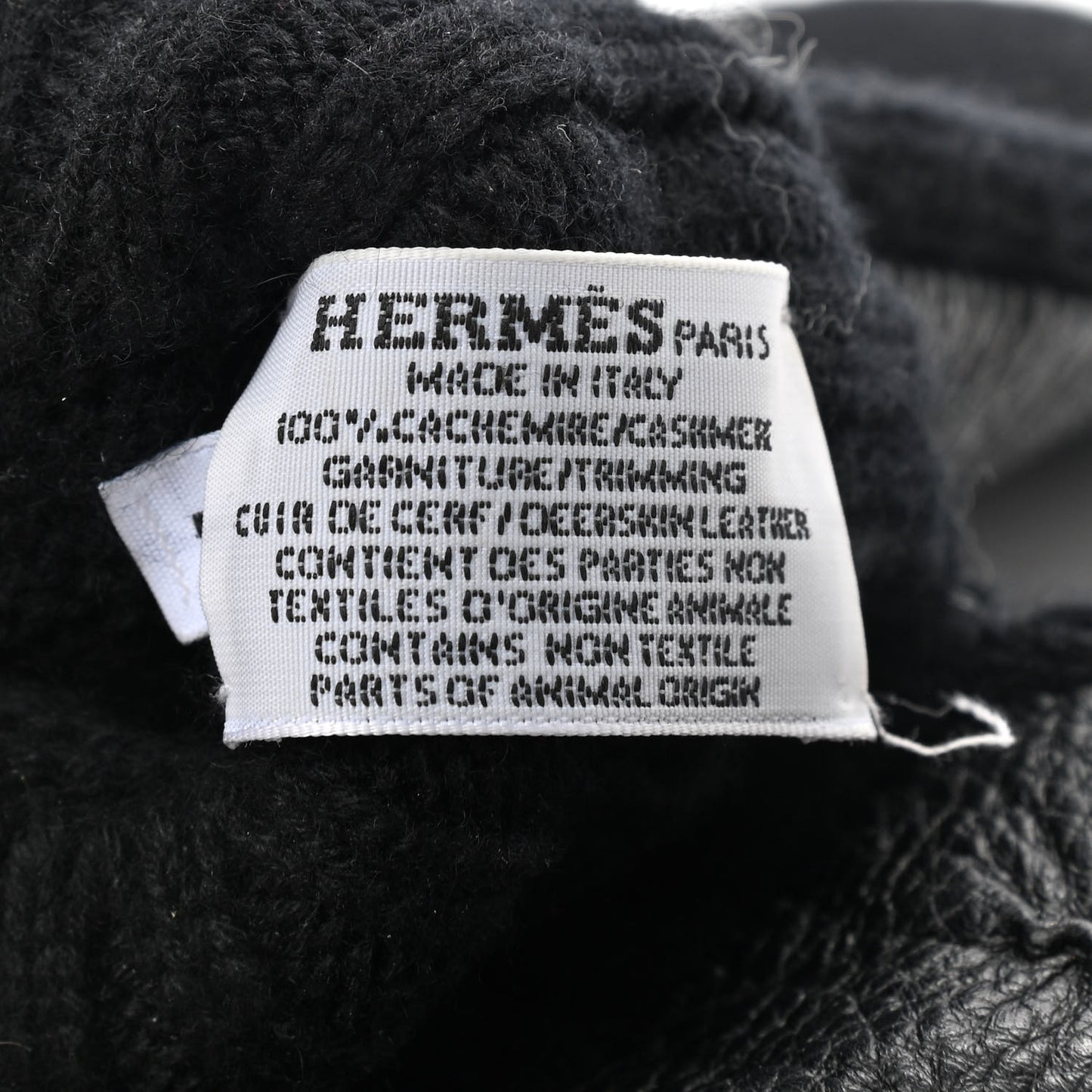 Cashmere Deerskin Dinan Gloves L Black
