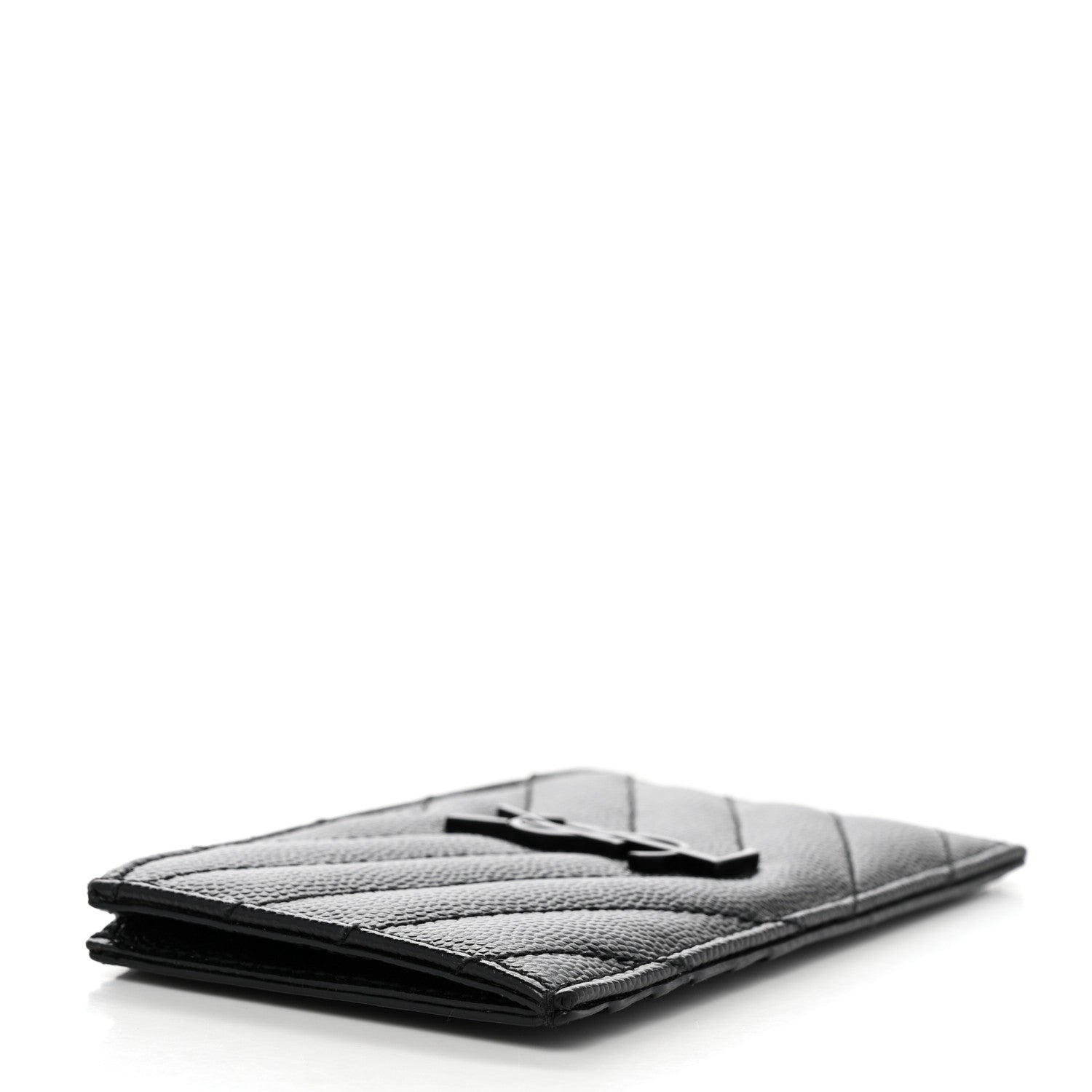 Saint Laurent Monogram Grain de Poudre 5 Fragments Zip Pouch Card Holder Black 4 of 8