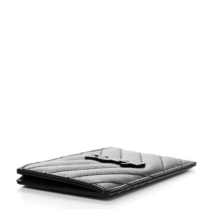 Saint Laurent Monogram Grain de Poudre 5 Fragments Zip Pouch Card Holder Black 4 of 8
