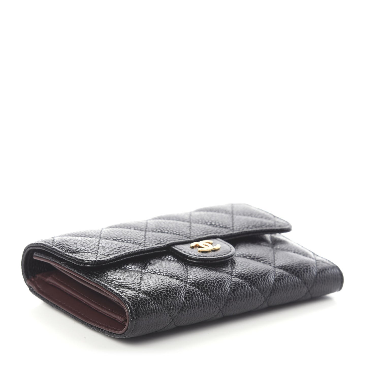 Caviar Quilted Medium Flap Wallet Black