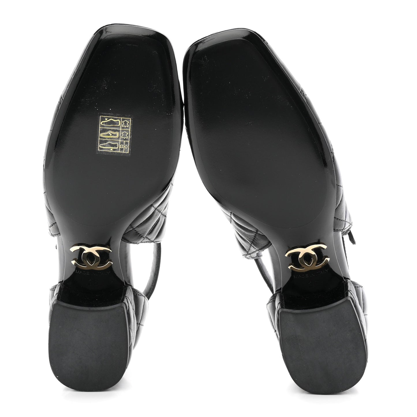 Lambskin Patent Quilted Cap Toe Mary Jane Flats 36 Black