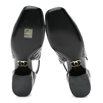 Chanel Lambskin Patent Quilted Cap Toe Mary Jane Flats 36 Black 6 of 10