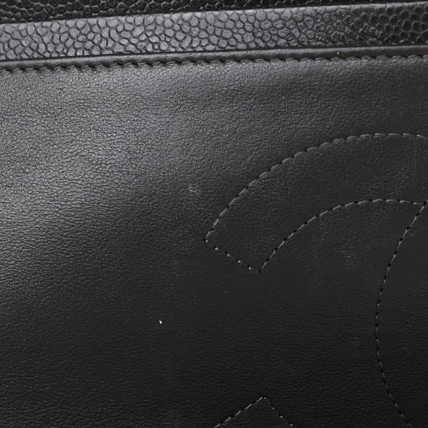 Caviar Quilted Jumbo Double Flap Dark Grey