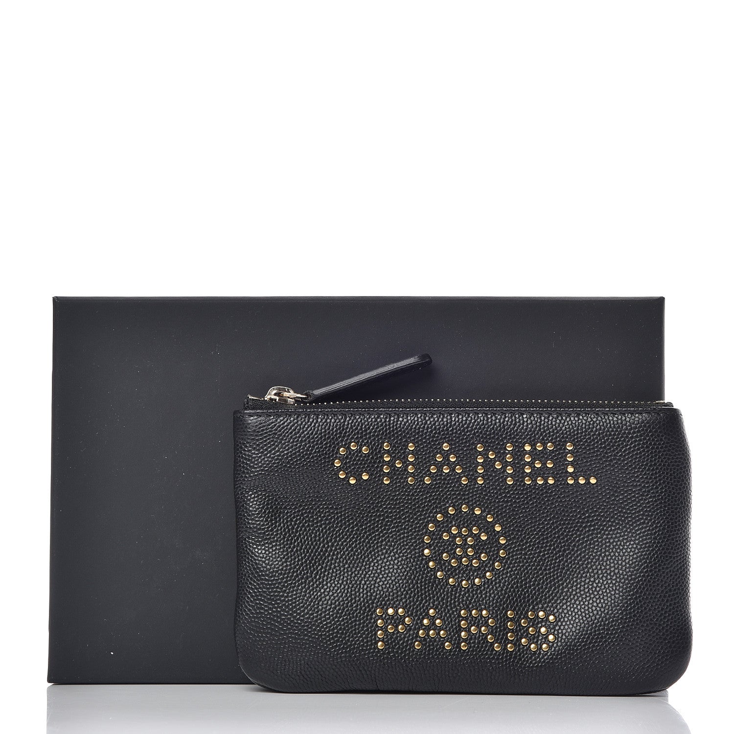 Chanel Caviar Studded Deauville Cosmetic Pouch Black 8 of 8