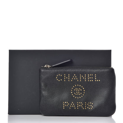 Chanel Caviar Studded Deauville Cosmetic Pouch Black 8 of 8