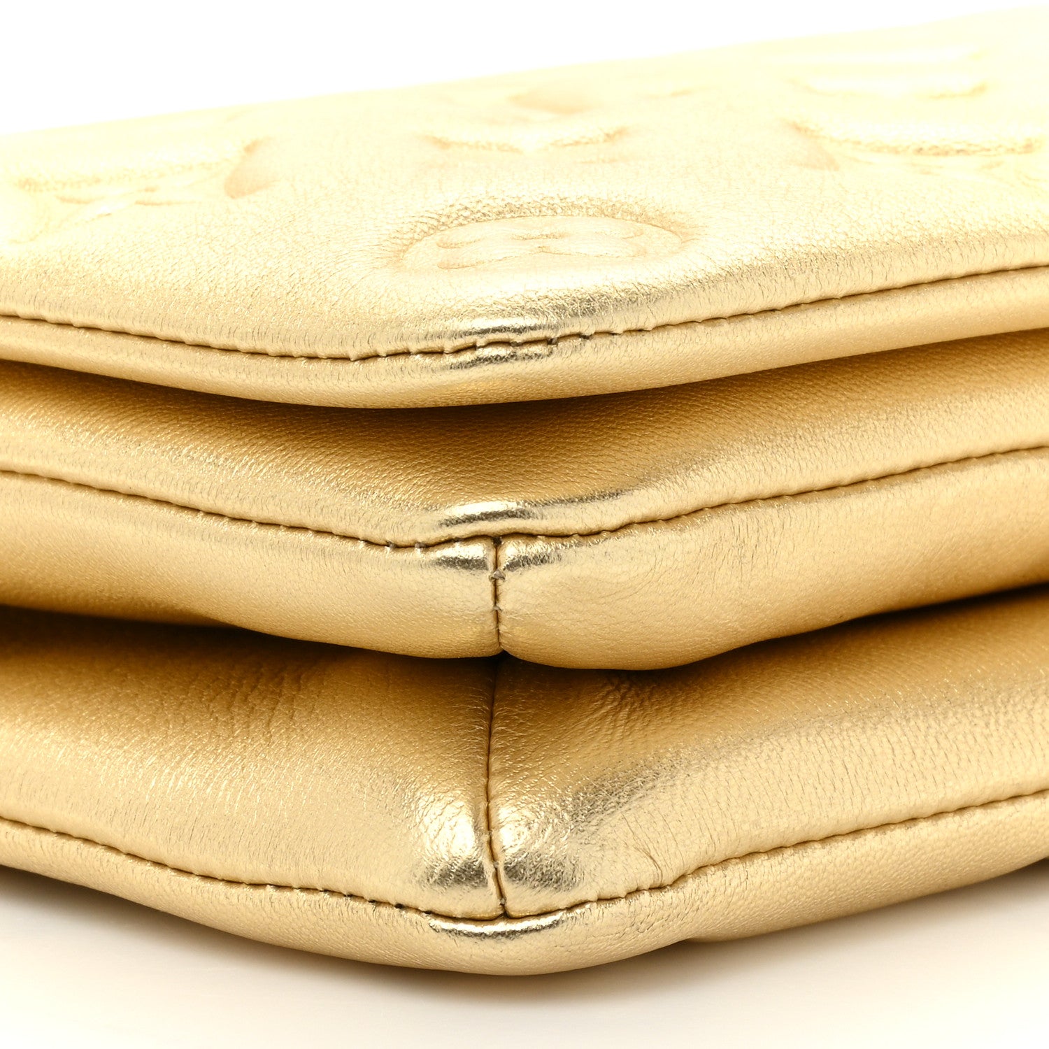 Louis Vuitton Metallic Lambskin Embossed Monogram Pochette Coussin Gold 9 of 13