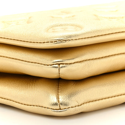Louis Vuitton Metallic Lambskin Embossed Monogram Pochette Coussin Gold 9 of 13