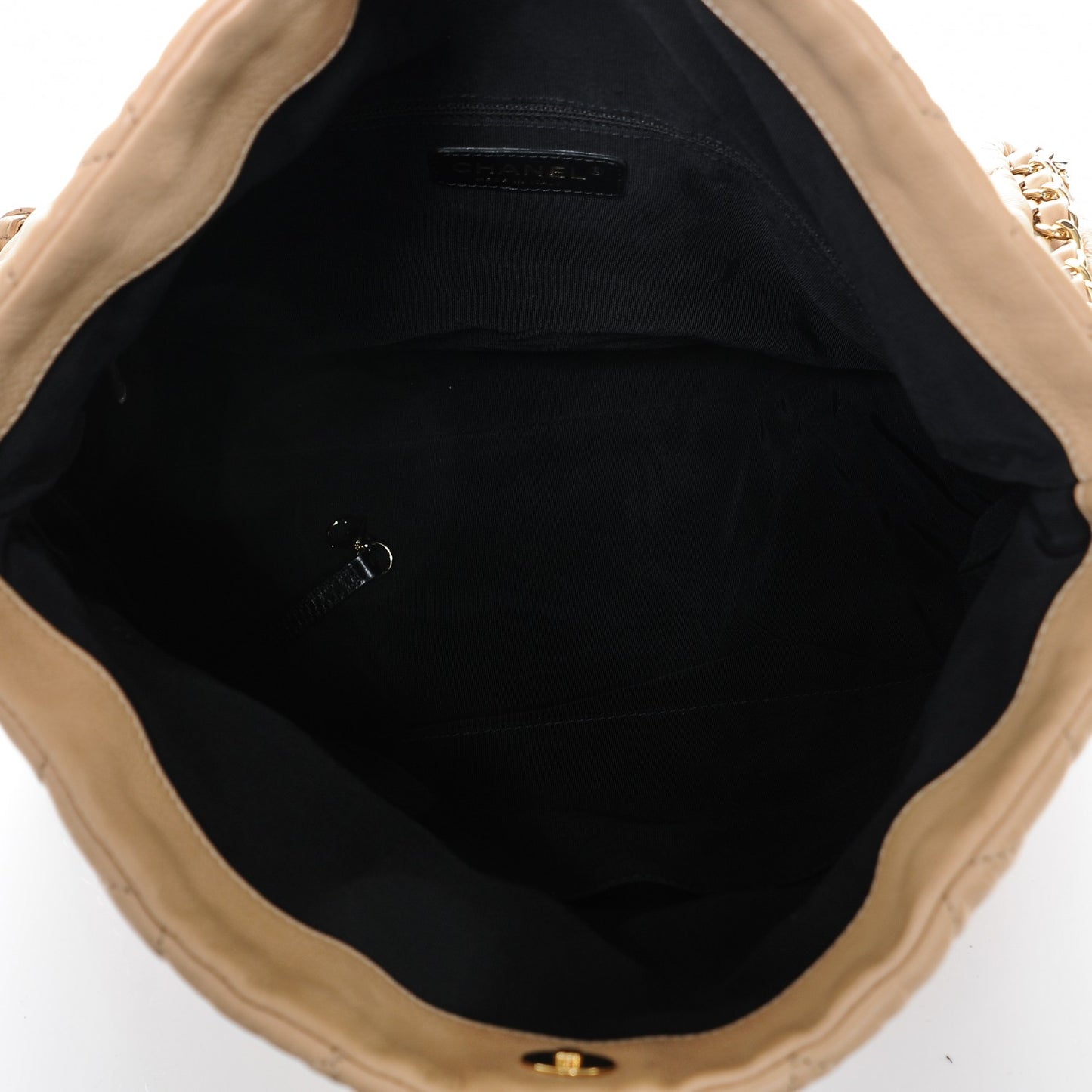 Calfskin Quilted Large Chain Me Hobo Beige