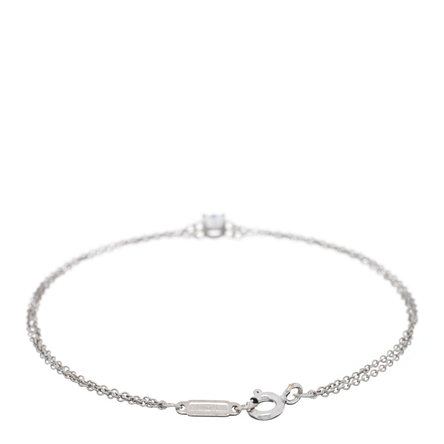 Tiffany Platinum Diamond .17ct Double Chain Solitaire Bracelet 2 of 4
